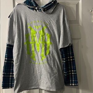 Gray and Blue women’s Shirt with Neon Green Print